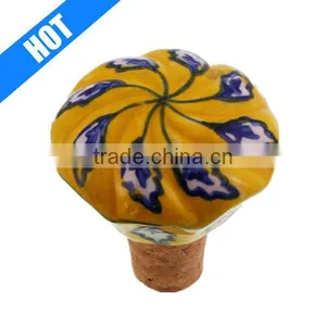 Beautiful Hand Painted Blue Leaf Ceramic Dragonfly Wine Stopper thumbnail-1
