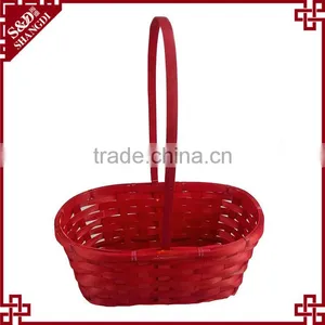 Cheap Wholesale Decor or Gift Item Red Wood Handcraft Christmas Basket thumbnail-1