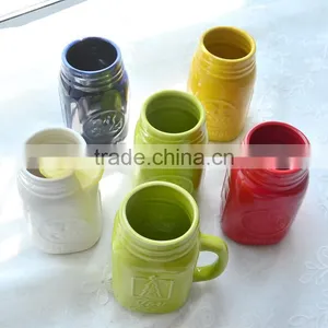 11oz Ceramic Mason Jar Ceramic Jar ,ceramic Jar With Handle thumbnail-6
