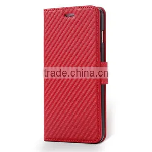 High Quality Carbon Fiber Pattern Wallet Flip Stand Leather Mobile Phone Case For IPhone 6S thumbnail-4