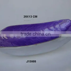 Cast Aluminium Enamel Bowl in 29 cm With Food Safe Enamel in Purple Colour thumbnail-1