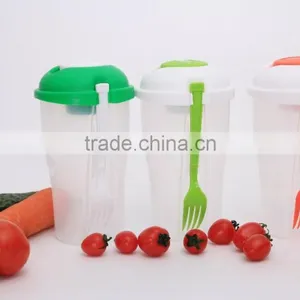 HOT SALE Plastic Salad To Go Plastic Fruit Salad Cup Box With Dressing & Fork thumbnail-1