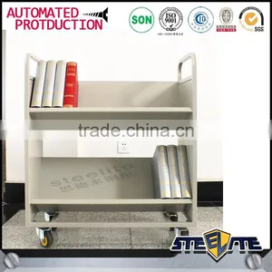 Modern Design Steel Trolley Library Equipment Steel Library Book Trolley thumbnail-6