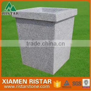 Square White Granite Stone Flower Pot Garden thumbnail-1