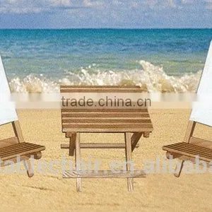 Beech Wood Garden Fabric Double Folding Beach Chair thumbnail-6