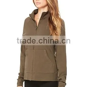 Custom Jacket Manufacturers Women's Long Raglan Sleeves Zipper Cotton Spandex Jacket thumbnail-2