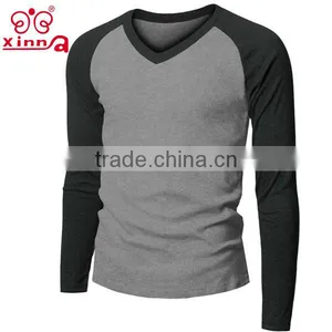 Long Sleeves Men 100% v Neck Tshirt thumbnail-4