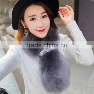 Cheap Price 2017 New Year New Model Girl Fur Scarf Faux Wool 95*12cm Fashional Style Young Ladies Shawl thumbnail-2