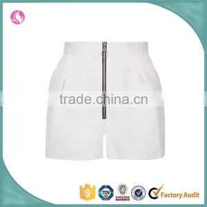 High Waist Zip Front Women Cotton Fashion Fancy Girl Casual Sexy Plain White Hot Shorts thumbnail-1