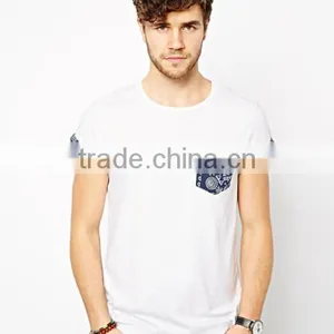 Custom Men Short Sleeve Cotton t Shirt With Printed Pocket Wholesale thumbnail-1