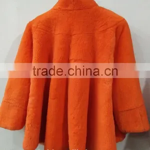 PUre Colour Factory Supply 2017 Woman Real Rex Rabbit Fur Winter Coat Jacket With Seven Sleeve Pc-263 thumbnail-3