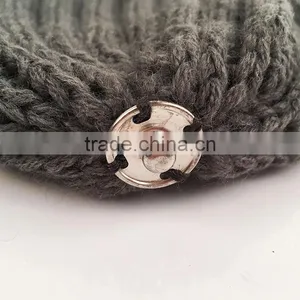 Myfur Dark Gray Wool Knitting Hat Couple Cap With Raccoon Fur Pompom thumbnail-6