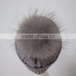 Myfur High Quality Wool Cable Knit Beanie Hat Pom Pom Custom Fur Hats thumbnail-4