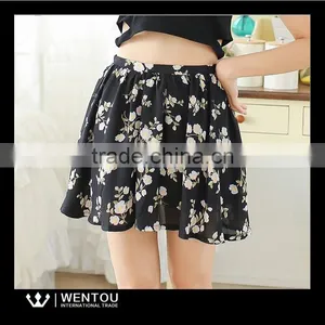 New Fashion Sweet Lady Elastic Waist Floral Skirts thumbnail-4
