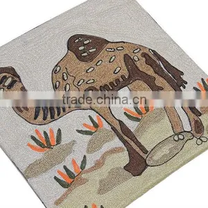Camel Embroidered Throw Pillow Eclectic Designer Decor Square Accent Cushion thumbnail-1