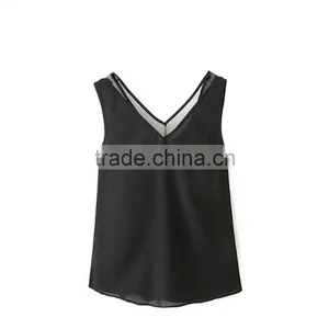 Cotton Crop Top Tank Top2014 New Arrive Women Different Size for Choice & Short Front Long Back Printed thumbnail-3