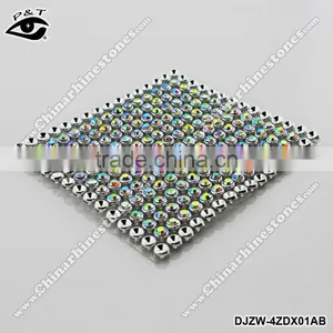 Iron on Rhinestone Metal Mesh 4mm Crystal AB+Silver Base for Dress thumbnail-1