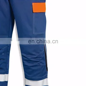 Professional Blue Polyester Cotton Work Pants With Reflective Tape thumbnail-3