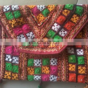 New Arrival and Hot Sell Indian Handmade Banjara Cotton Clutch Bag/ Tote Cotton Bags/ Plain Tote Genuine Cotton Clutch Bags thumbnail-2
