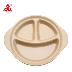 Husk's Ware Eco Friendly Rice Husk Fiber Made Three Grid Smiling Face Dinner Plate thumbnail-1