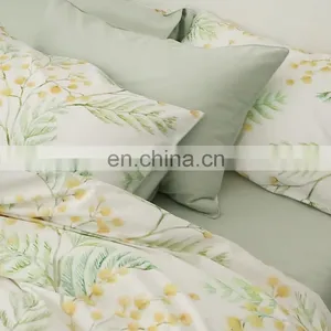 RawHouse Home Textile Plant Yellow Flower Print Cotton Bedding Set thumbnail-1