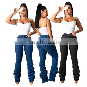 LAITE TR2009 Women Customized Casual Jeans Ladies Customized Skinny Pleated Jeans thumbnail-1