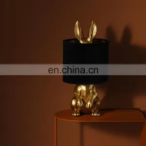 Wholesale High Quality Unique Design Rabbit Animal Shape Polyresin Desk Light Saving Energy Home Decor Resin Table Lamps thumbnail-5