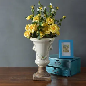 Hand Made Blue Cream Retro European Countryside Ceramic Flower Vase For Succulent thumbnail-3