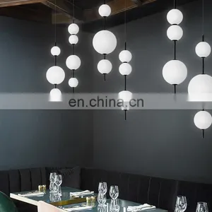Creative Modern Nordic Chandelier Lamp White Gourd Simple Round Glass Ball LED Indoor Pendant Light thumbnail-2