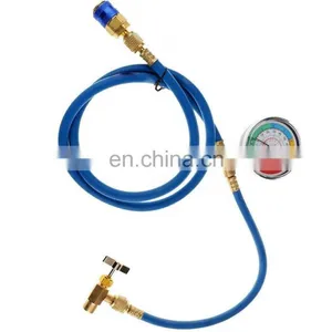 Car Refrigerant Charging Hose Kit With Gauge Self-sealing Can Tap Valve Charge R134A R22 R290 A/C AC Recharge thumbnail-1
