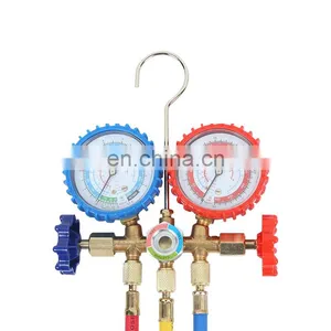 Conjunto de manómetros de colector de bronce CT-536 B para sistema de refrigeración HVAC, aire acondicionado automático, recarga de AC R134A, R22, R12, manguera de recarga de AC thumbnail-1