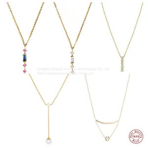S925 Sterling Silver Long Quality Zircon Collar Chain thumbnail-2
