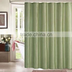 FAUX SILK WITH METALLIC ACCENTS SHOWER CURTAIN WITH 12 ROLLER HOOKS thumbnail-1