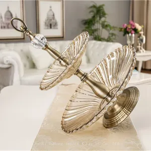 Wholesale Creative Glass Double Layer Fruit Snack Compote Bowl Beaded Pattern Dried Fruit Clear Candy Plate thumbnail-4