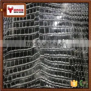 PU Coated Crocodile Embossed Cow Split Leather thumbnail-5