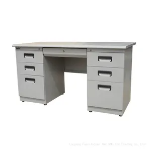 Office Furniture Wooden Top Metal Frame Computer Desk Steel Office Table thumbnail-1