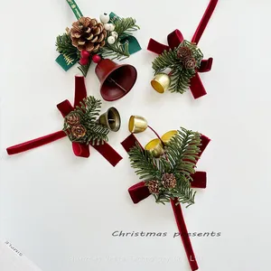 New 2025 Christmas Decor Supplies: Small Bells, Velvet Bows & Pine Cones for Trees, Homes & Bulk Business Orders thumbnail-1