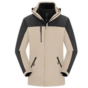 Wholesale Men's and Women's 3-in-1 Waterproof Winter Jacket Breathable Soft Zipper Sealed Red Mountaineering Outdoor Equipment thumbnail-1
