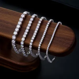 S925 Necklace Moissanite Wholesale Custom Men's Tennis Chain Bracelet Trendy Hip Hop Style With 925 Ice 2-6mm VVS1 Moissanite thumbnail-5