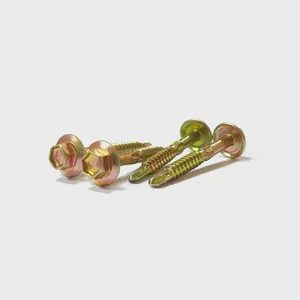 C1022A Carbon Steel Tek Screws Hex Head With EPDM Washer Yellow Zinc for Metal Roofing No Snapping Full Sizes Available thumbnail-2