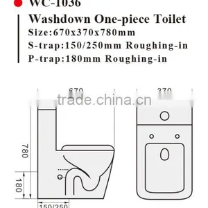 One-piece Washdown Watermark Toilet S/P Trap Back to Wall With GEBERIT or R&T Flush Valve Australian WELS WC-1036 thumbnail-2
