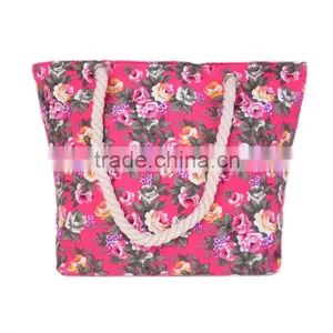 Flowers Printing Handbags Shoulder Bag Canvas Appliques Portable Bags Handbag Brands thumbnail-3