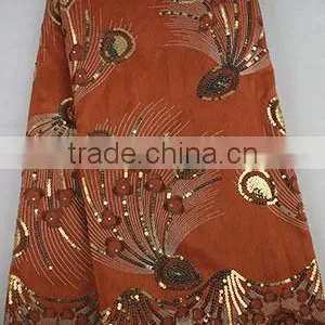 African Raw Silk George Fabric Sequin Embroidery Fabric Lace for Lady Dress GP1002 thumbnail-1