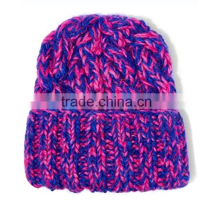 Wholesale Pictures of Crochet Knit Caps Custom Stripe Knitted Winter Cap thumbnail-3