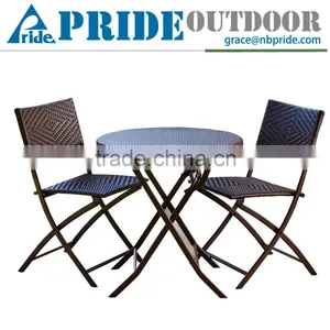 Easy Three-piece Balcony Foldable Cast Aluminum Outdoor Furniture Metal Miami Rattan Furniture thumbnail-1