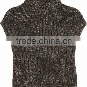 Women Cashmere Turtle Neck Short Sleeve Sweater thumbnail-1