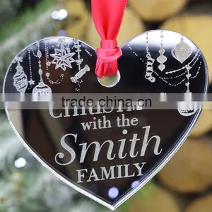 Personalised Family Acrylic Christmas Tree Decoration Bauble Gift Present Santa Heart thumbnail-1