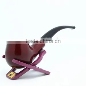 Classic Wooden Smoking Tobacco Pipe With Pouch and Stand Red Wooden Smoking Pipe thumbnail-2