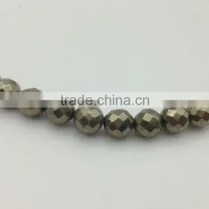 8mm Round Faceted Pyrite Loose Beads for Sales thumbnail-2