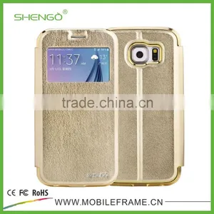 Leather Case/CZ Stone Frame With Leather Case For Samsung S6 thumbnail-2